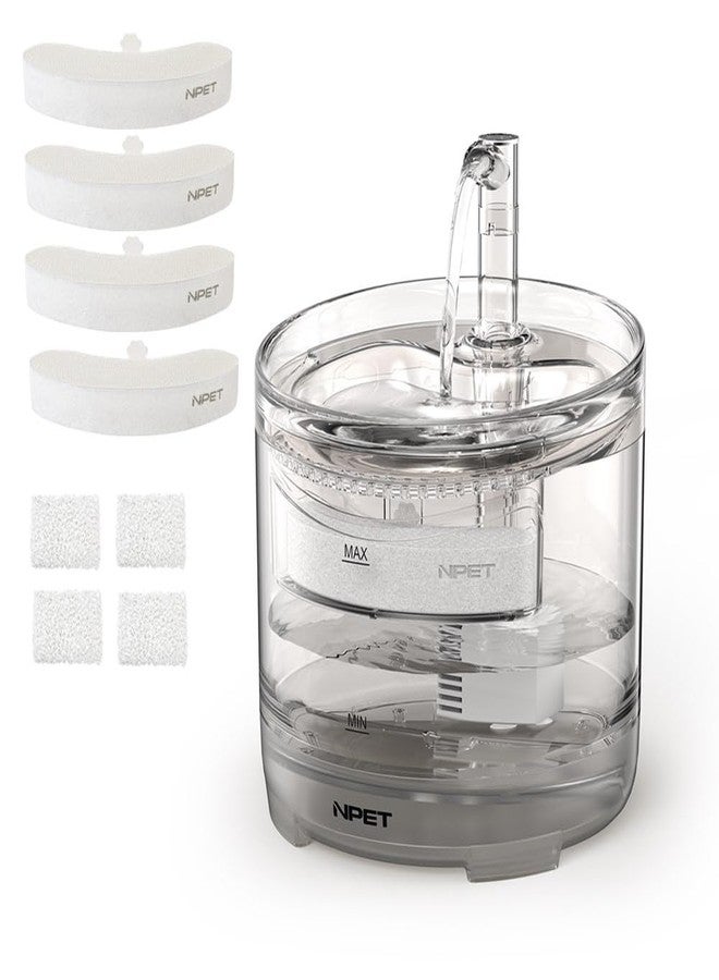 NPET Cat Water Fountain WF050TP 1.5L Automatic Pet Drinking Fountain with Replacement Faucet Kit - 4 Replacement Filters (No Adapter) - Image 1