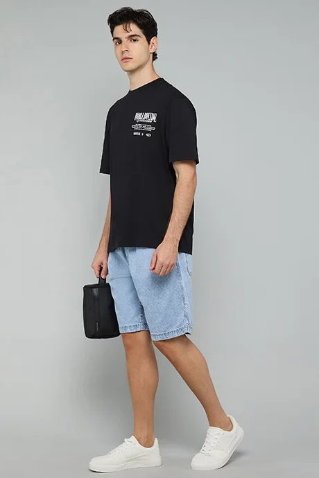 أر أند بي Washed Denim Shorts with Drawstring Waist