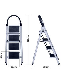 AIWANTO 4 Steps Foldable Aluminum Ladder With Non-slip Steps Multi Purpose Portable Folding Household Ladder  - Image 3