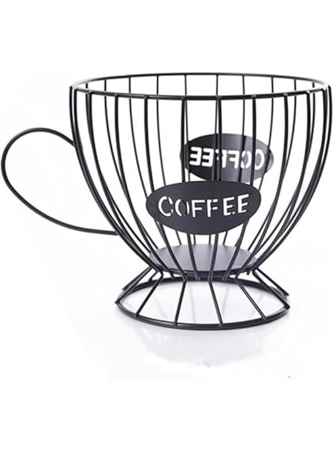 HOOKOR Coffee Pod Holders for Counter，K Cup Holders for Counter，Coffee Pods Storage Organizer，Large Capacity Black Wire K Cup Storage- Modern Coffee Basket Decor for Kitchen Countertop - Image 1