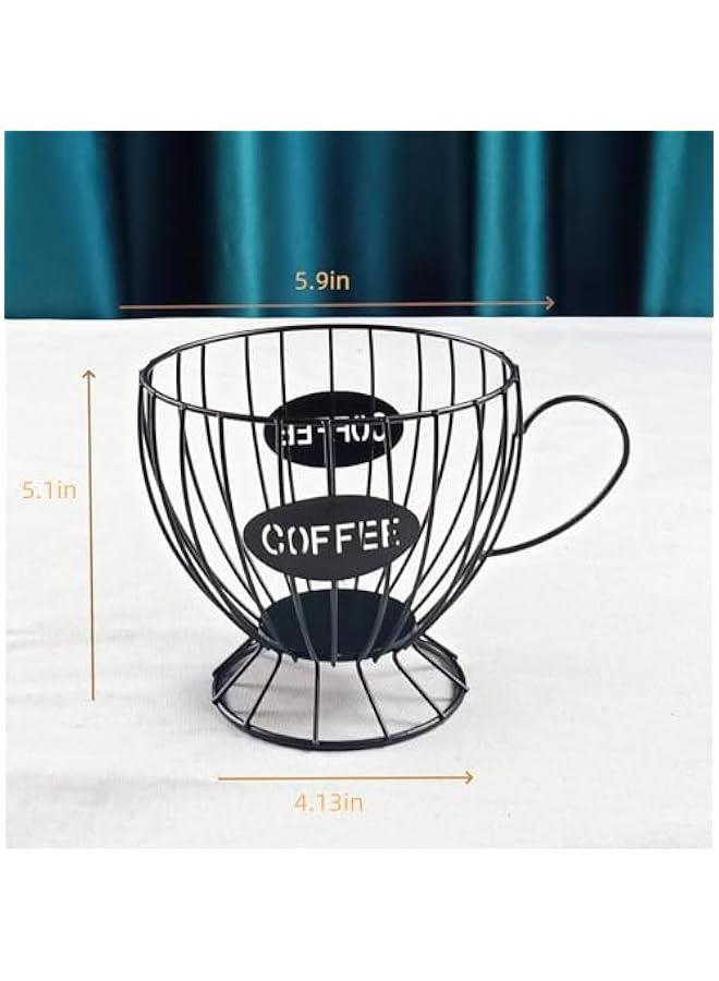 HOOKOR Coffee Pod Holders for Counter，K Cup Holders for Counter，Coffee Pods Storage Organizer，Large Capacity Black Wire K Cup Storage- Modern Coffee Basket Decor for Kitchen Countertop - Image 2