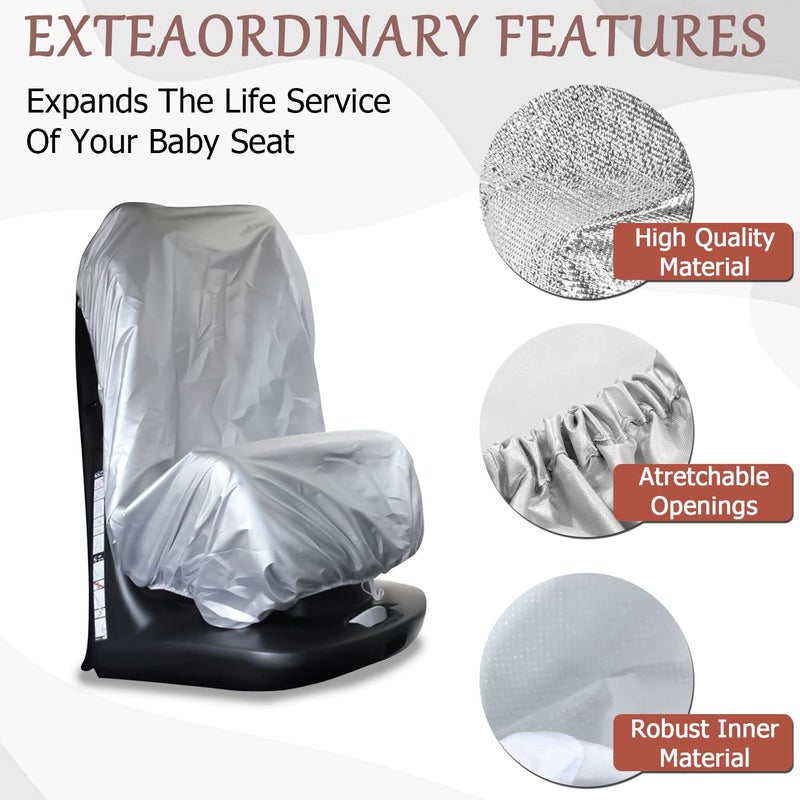 Aohcae Car Seat Sun Shade Cover Infant Car Seats Heat Protector Keeps Your Toddler Baby Seat at a Cool Temperature Covers and Blocks Out Heat  Sun Reflective Baby Seat Covers for Car Seats - Image 3
