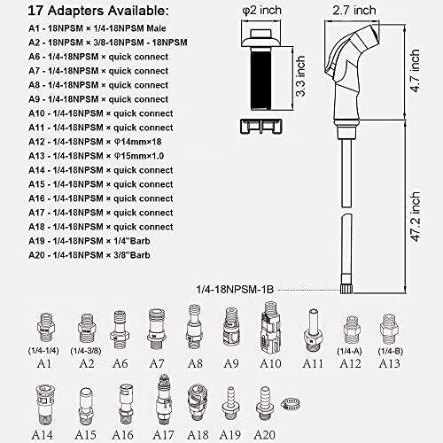 Houtingmaan Kitchen Sink Sprayer Replacement, Side Sprayer, Kitchen Sink Faucet Sprayer Hose,Sprayer Head Replacement,Sink Spray head,17 ADAPTERS,Sink Sprayer Brushed Nickel - Image 4