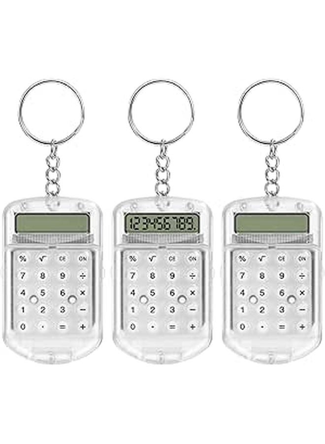Mini Calculator Keychain 3 Pack Portable LCD Display For Students Office Home - Image 1