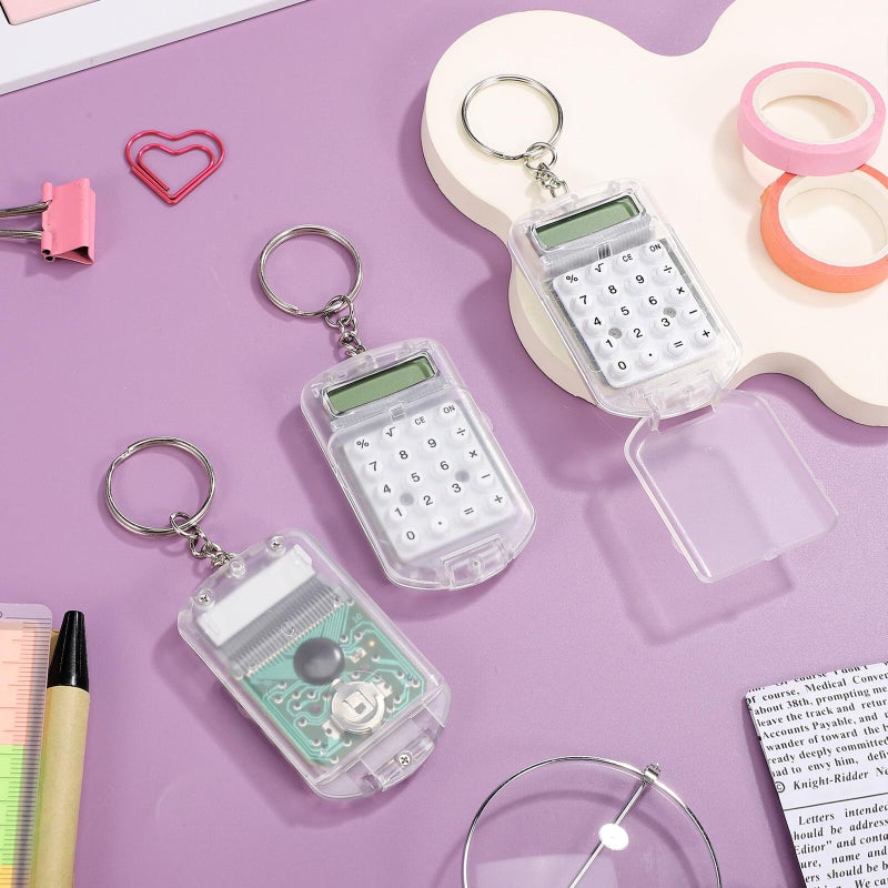 Mini Calculator Keychain 3 Pack Portable LCD Display For Students Office Home - Image 3