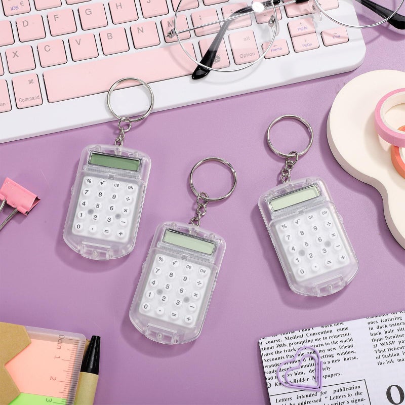 Mini Calculator Keychain 3 Pack Portable LCD Display For Students Office Home - Image 5