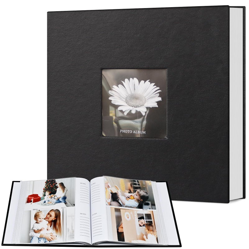 Popotop Photo Album 4x6 200 Photos with Writing Space  Leather Cover Album with Display Picture Window  Photo Book for Wedding Family Baby Gift - Image 1