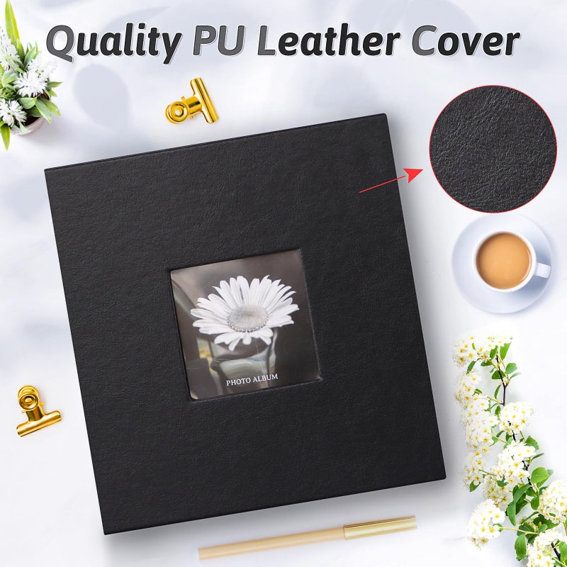 Popotop Photo Album 4x6 200 Photos with Writing Space  Leather Cover Album with Display Picture Window  Photo Book for Wedding Family Baby Gift - Image 2