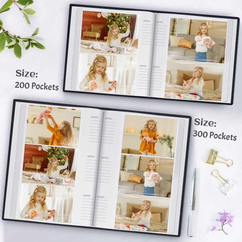 Popotop Photo Album 4x6 200 Photos with Writing Space  Leather Cover Album with Display Picture Window  Photo Book for Wedding Family Baby Gift - Image 4