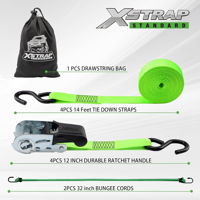 XSTRAP STANDARD XSTRAP 4PK Ratchet Tie Down Straps with Soft Loops - Image 3