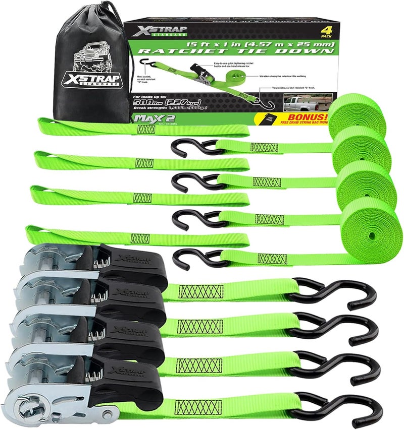 XSTRAP STANDARD XSTRAP 4PK Ratchet Tie Down Straps with Soft Loops - Image 1