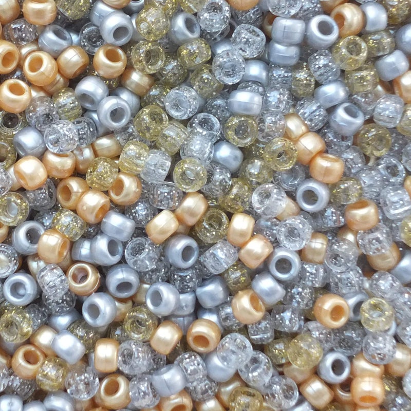 BeadExplosion Pony Beads Gold Silver Pearl Glitter Mix Made in USA 6x9mm Large Hole B07800a Multicolor - Image 4