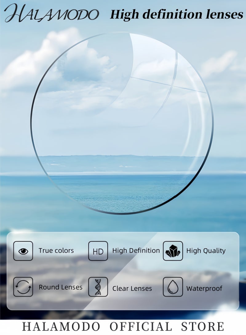 هالامودو نظارات شمسية مستقطبة للجنسين مستقطبة للجنسين مع عدسات مستديرة وإطار معدني حماية من الأشعة فوق البنفسجية UV400 نظارات شمسية دائرية عتيقة - Image 4