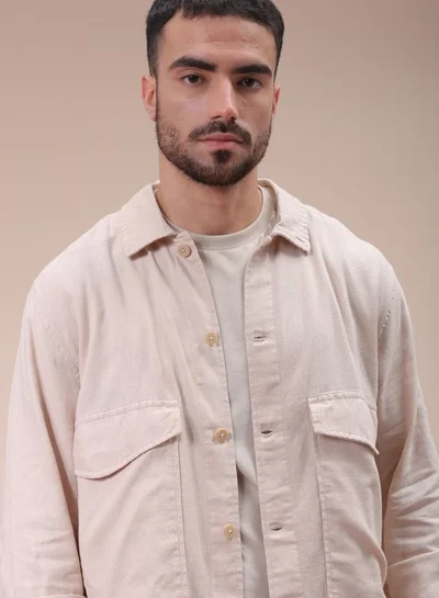 شركة المرآب الهندية Men Regular Fit Solid Full Sleeves Cutaway Collar Double Flap Pocket Resort Wear Over Shirt