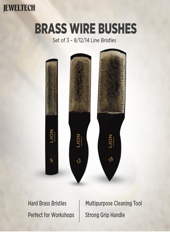 Jeweltech Brass Wire Brushes Set of 3 – 8/12/14 Line Bristles –Multipurpose Cleaning & Polishing – Durable Hard Wire for Effective Cleaning - Image 5