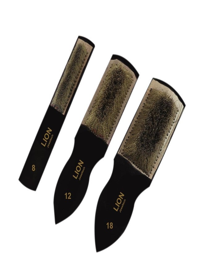 Jeweltech Brass Wire Brushes Set of 3 – 8/12/14 Line Bristles –Multipurpose Cleaning & Polishing – Durable Hard Wire for Effective Cleaning - Image 1