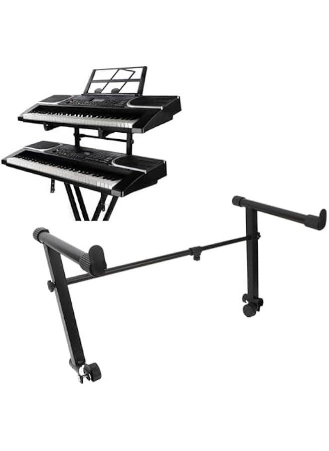 Generic - L Shaped Keyboard Stand Extension Adapter, 2-Tier Electronic Piano Rack with Adjustable Width from 42-75cm, Ideal for Music Enthusiasts and Performers - Image 1