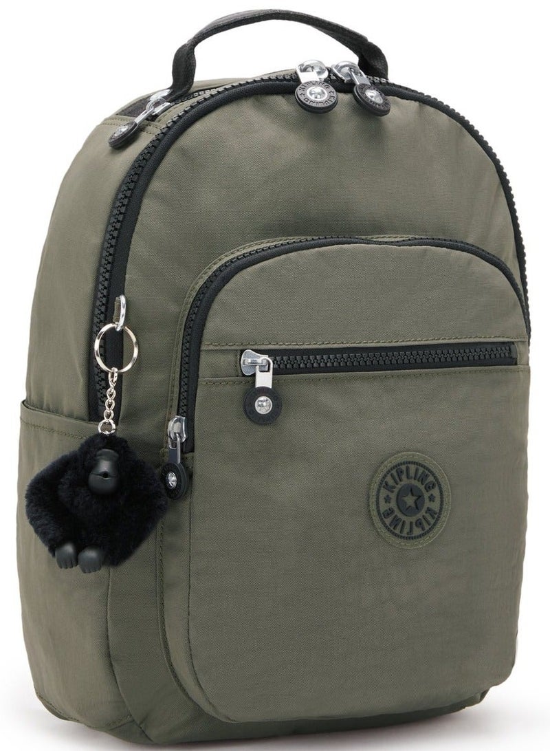 kipling Seoul Small Unisex Backpack (With Laptop Protection) - Green Moss - Image 5