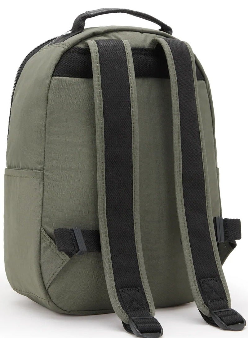 kipling Seoul Small Unisex Backpack (With Laptop Protection) - Green Moss - Image 3