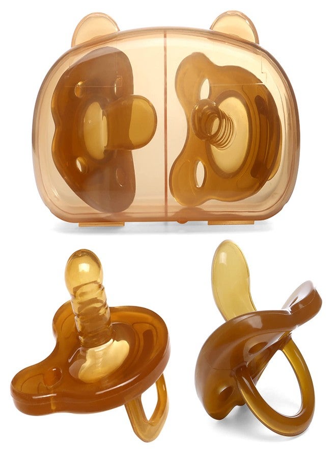 Bowiemall Ultra-Light Silicone Baby Pacifier Nipple Shape Helps Promote Healthy Oral Development, Sterilizer Case, 2 Count (Pack of 1,Brown) - Image 1