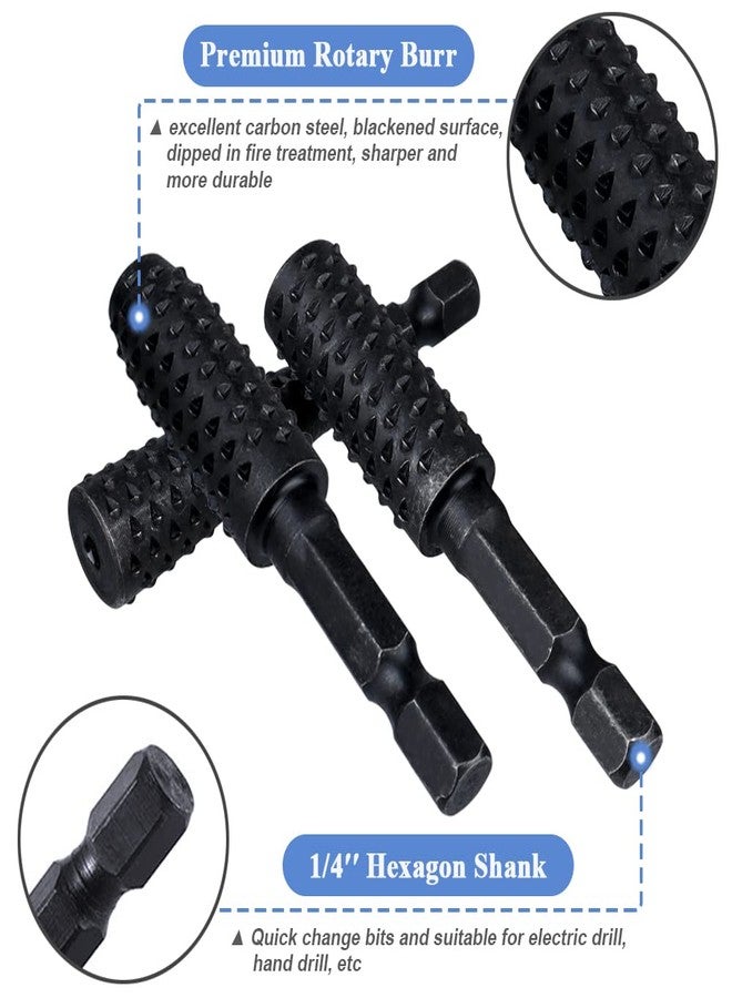 Mesee 10 Pieces Rotary Burr Rasp Set, 1/4 Inch Hex Shank Quick Change Wood Carving Drill Bits Carbon Steel File Rasp DIY Woodworking Tool for Wood Plastic Engraving Polishing Grinding - Image 4