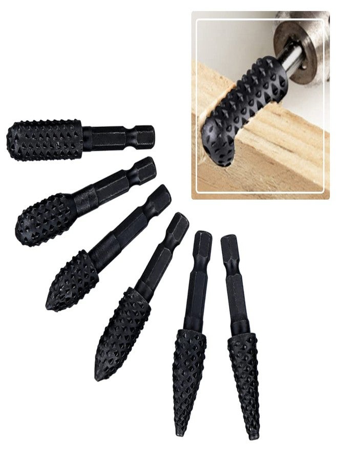 Mesee 10 Pieces Rotary Burr Rasp Set, 1/4 Inch Hex Shank Quick Change Wood Carving Drill Bits Carbon Steel File Rasp DIY Woodworking Tool for Wood Plastic Engraving Polishing Grinding - Image 5