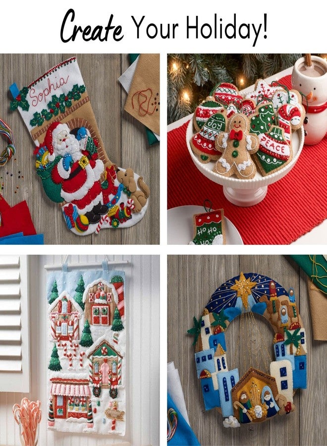 Bucilla Felt Applique 6 Piece Ornament Making Kit, Christmas Angels, Perfect for DIY Arts and Crafts, 89493E - Image 5