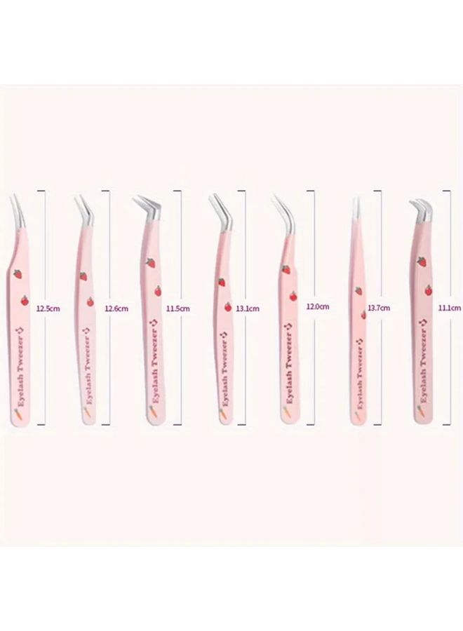 ملاقط تجميل الوجه من الفولاذ المقاوم للصدأ الوردي مقابض مريحة أدوات تمديد الرموش - Image 3