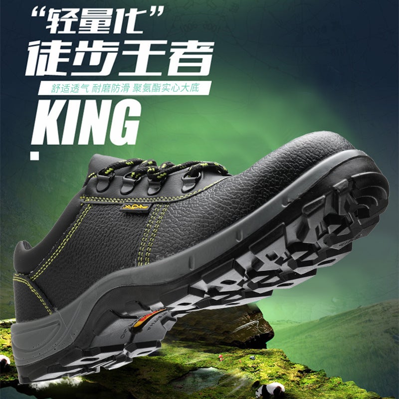 Four Seasons Solid Sole Anti-Smashing And Anti-Piercing Low-Side Breathable Cowhide Labor Protection Shoes Steel Toe Construction Site Safety Work Shoes - Image 4