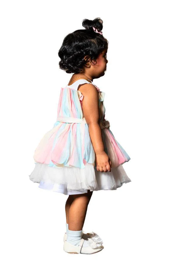 babyqlo Candy Stripes Delight  Adorable Pastel Layered Dress for Little Angels