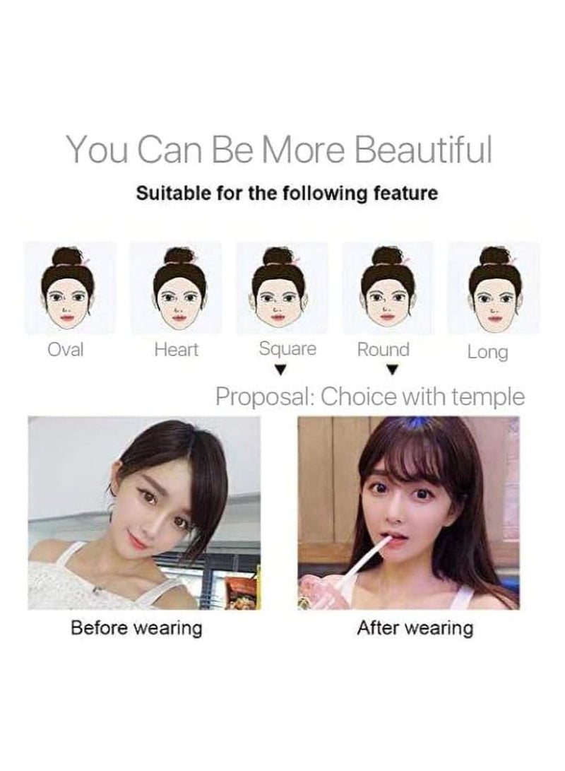 إستيل وصلات شعر مزينة بمشابك ، وصلات شعر رفيعة وأنيقة للنساء ، مشبك شعر من قطعة واحدة بهامش أنيق بالكامل ، قطعة شعر كاذبة مستقيمة جانبية مع ملحقات مشبك (مع السوالف ، أسود) - Image 5