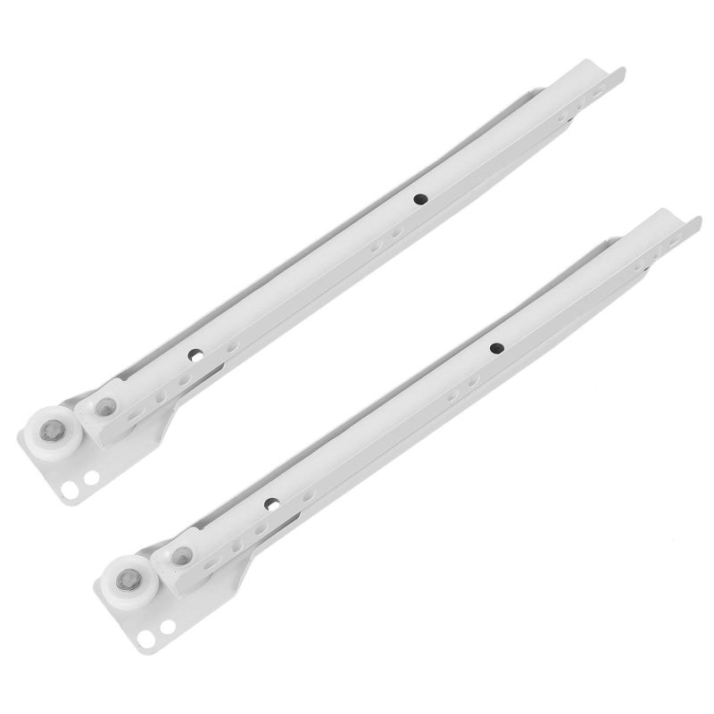 2 Pairs 10 Inch Cabinet Drawer Slides Metal Roller Rails Smooth Quiet - Image 2