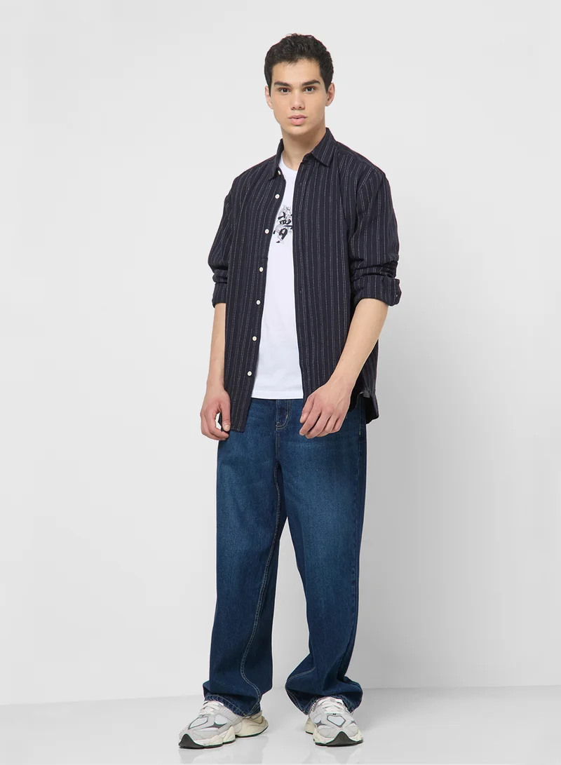 JACK & JONES Jorjames Split Stripe Regular Fit Shirt