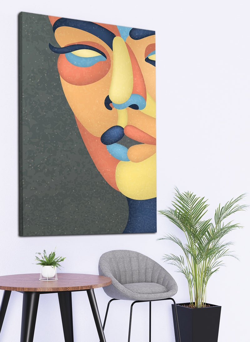 LOWHA Canvas Wall Art Stretched Over Wooden Frame with Woman's Face Abstract Painting  - Image 1