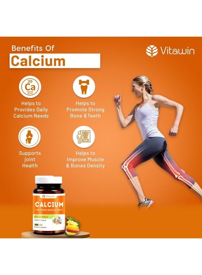 VitaWin Calcium For Complete Bone Health & Joint Support, Natural Herbal, 500 mg, Veg - 60 Capsules Nutrition Supplement - Image 4