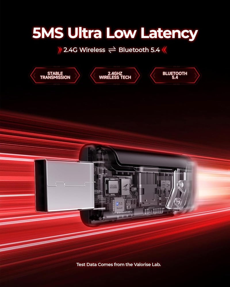 قيم سماعة رأس لاسلكية للألعاب، صوت محيطي 7.1، سماعات ألعاب USB 2.4 جيجاهرتز مع بلوتوث 5.4، بطارية 100 ساعة، ميكروفون إلغاء الضوضاء ENC، سلكي 3.5 مم، إضاءة RGB، سماعة لاسلكية لأجهزة PC PS5 PS4 Mac Switch - Image 4