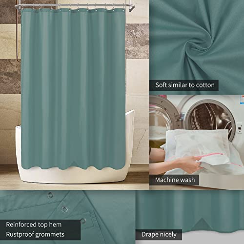 ALYVIA SPRING Teal Fabric Shower Curtain Liner Waterproof - Soft & Light-Weight Cloth Shower Liner with 3 Magnets, Hotel Quality & Machine Washable - Standard Size 72x72, Sea Teal - Image 3