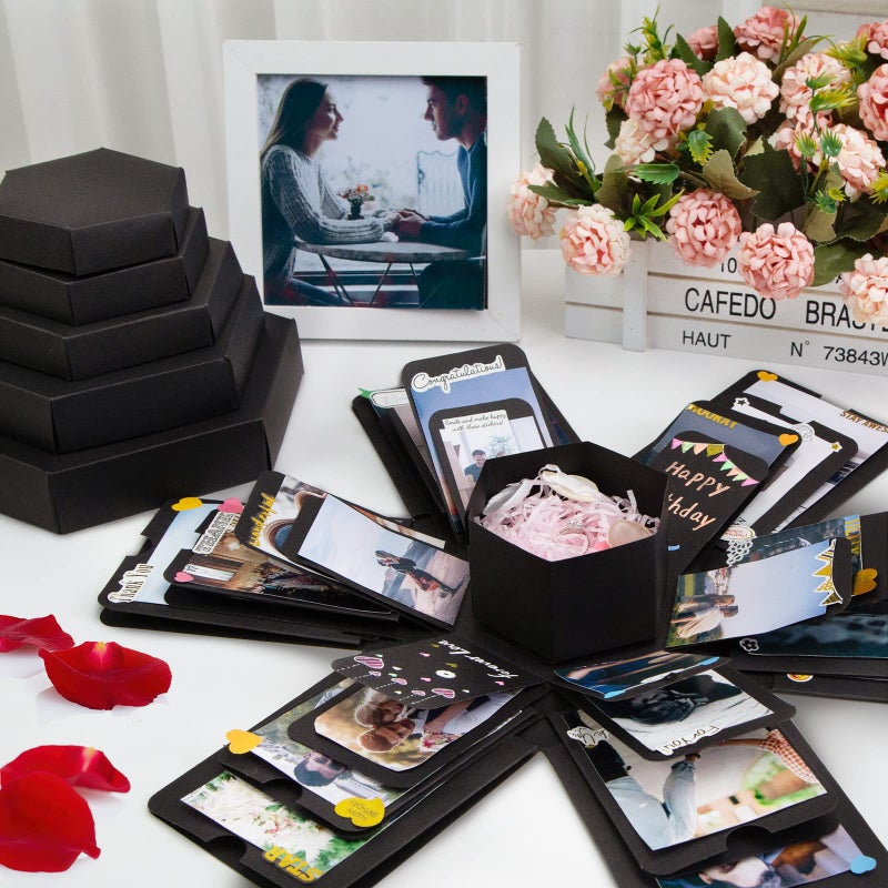 Koogel Explosion Gift Box  Handmade Exploding Photo Album Preassembled Surprise Picture Pop Up Love Box with Creative DIY Scrapbooking Accessories for Anniversary Birthday Wedding Memory Party - Image 4