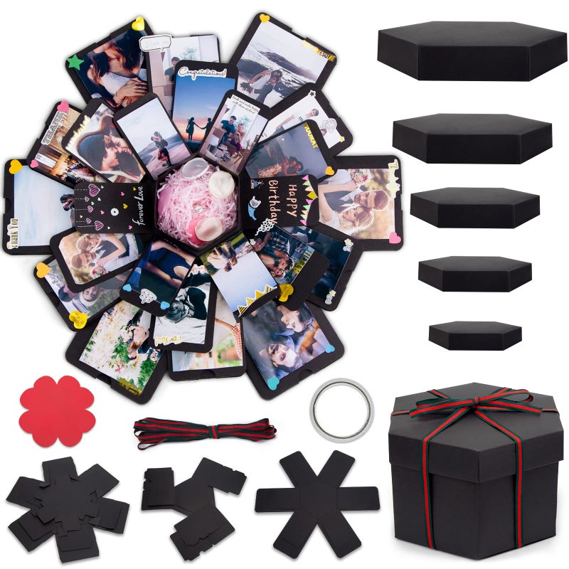 Koogel Explosion Gift Box  Handmade Exploding Photo Album Preassembled Surprise Picture Pop Up Love Box with Creative DIY Scrapbooking Accessories for Anniversary Birthday Wedding Memory Party - Image 1