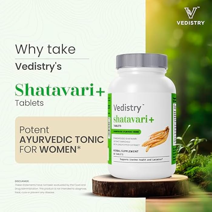 Vedistry Shatavari+ Tablets for Hormonal Balance, Menopause Support with Shatavari & Piperine, Lactation & Uterine Vegan Herbal Supplement for Energy, Reproductive Health with Long Pepper– 60 Tablets - Image 3