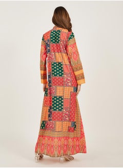 Maxim Creation Abstract Print Collared Button Front Jalabiya  - Image 5