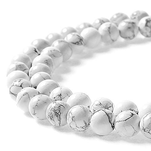 MJDCB Natural Stone Beads White Howlite Round Loose Beads for Necklace Bracelat Jewelry Making (4mm) - Image 1