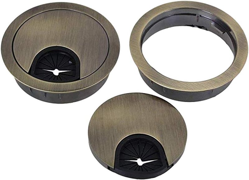 klarako Bronze Desk Grommets Alloy Wire Organizer  60mm Computer Desk Cable Hole Cover Plug Caps  Easy to Storage Cords Through Office Desk, 2Packs - Image 4