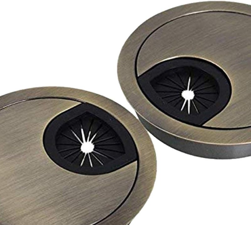 klarako Bronze Desk Grommets Alloy Wire Organizer  60mm Computer Desk Cable Hole Cover Plug Caps  Easy to Storage Cords Through Office Desk, 2Packs - Image 3