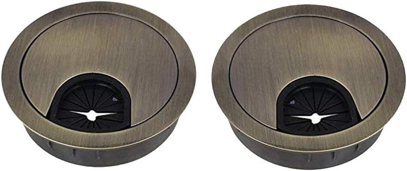 klarako Bronze Desk Grommets Alloy Wire Organizer  60mm Computer Desk Cable Hole Cover Plug Caps  Easy to Storage Cords Through Office Desk, 2Packs - Image 1