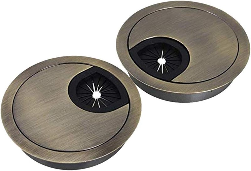 klarako Bronze Desk Grommets Alloy Wire Organizer  60mm Computer Desk Cable Hole Cover Plug Caps  Easy to Storage Cords Through Office Desk, 2Packs - Image 5