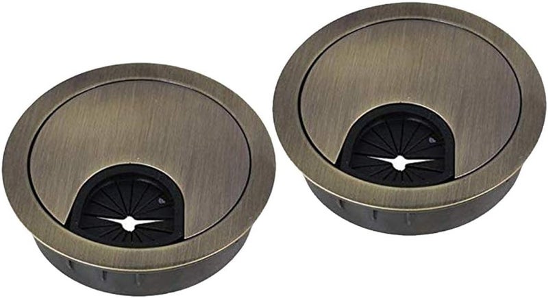 klarako Bronze Desk Grommets Alloy Wire Organizer  60mm Computer Desk Cable Hole Cover Plug Caps  Easy to Storage Cords Through Office Desk, 2Packs - Image 2