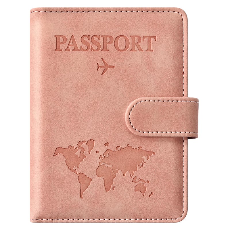 Eoehro Passport Holder for Travel Essentials, Passport Wallet Cover Case for Travel Must Haves Accessories,Passport Book Holders for Women and Men(light pink) - Image 1