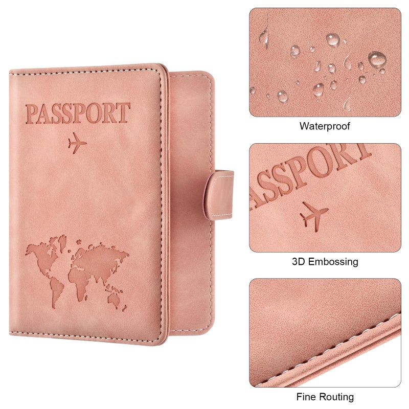 Eoehro Passport Holder for Travel Essentials, Passport Wallet Cover Case for Travel Must Haves Accessories,Passport Book Holders for Women and Men(light pink) - Image 5