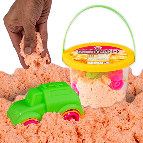 RATNA'S Mini Sand 200g Orange Color for Kids with Assorted Moulds - Sand Kit Activity Toys, Soft Sand Clay Toys for Boys & Girls - Image 3